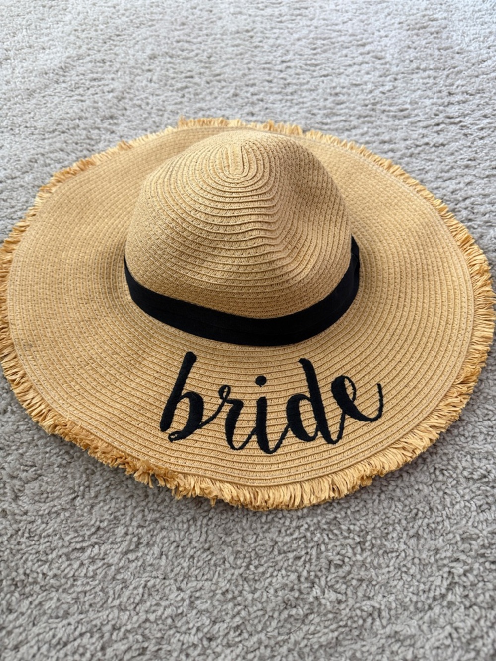 Straw Bride Hat with Black Band bachelorette honeymoon